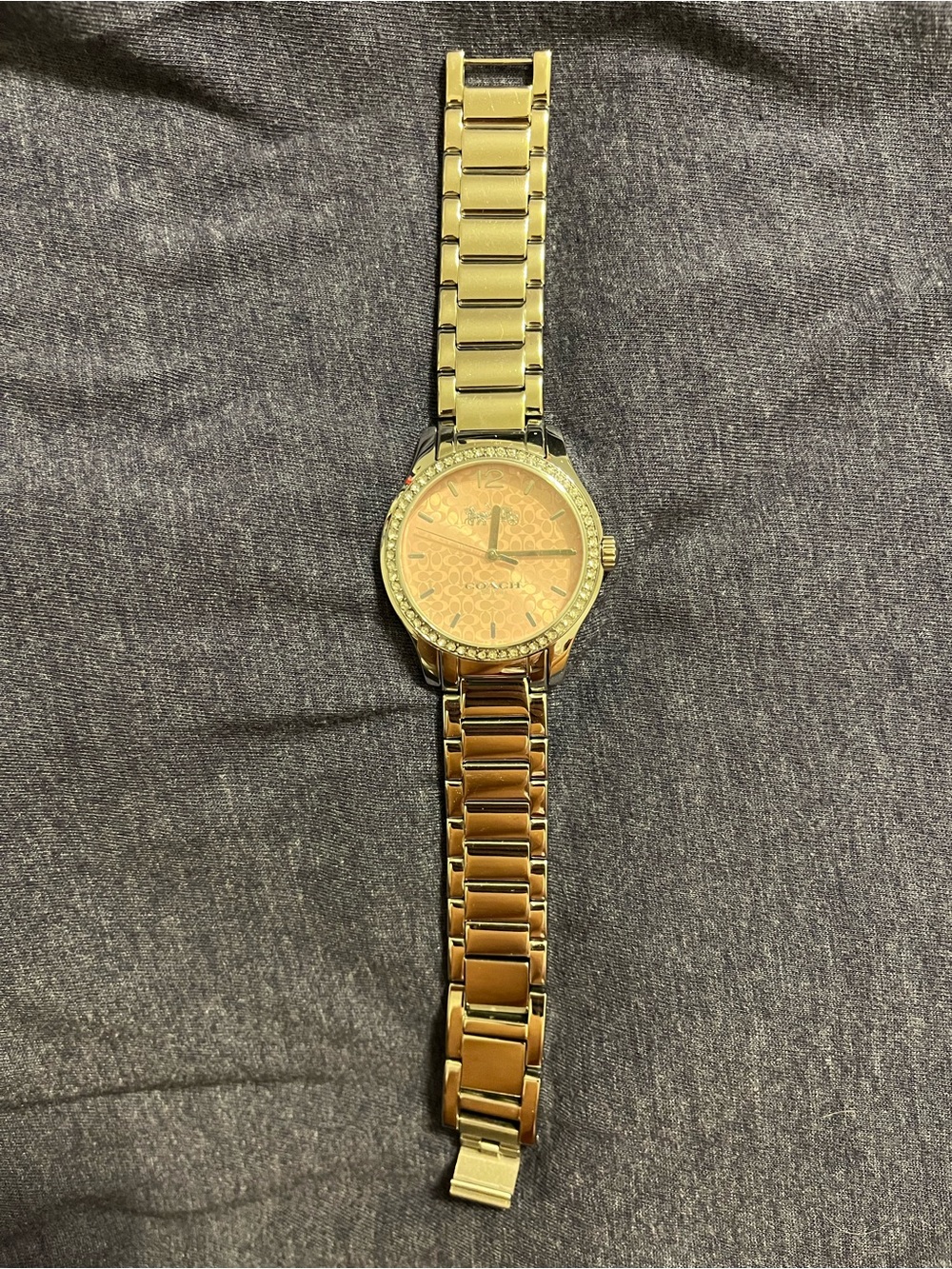 Coach Gold Tone Pink Dial Crystal-Accented Women's Watch